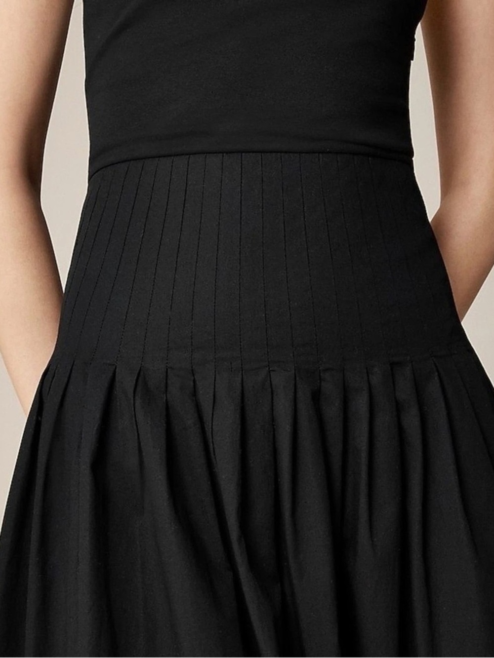 NWT JCREW Pintuck Pleated Maxi Dress Black Plus Size 2X A-Line Cotton CK707 - Picture 4 of 10